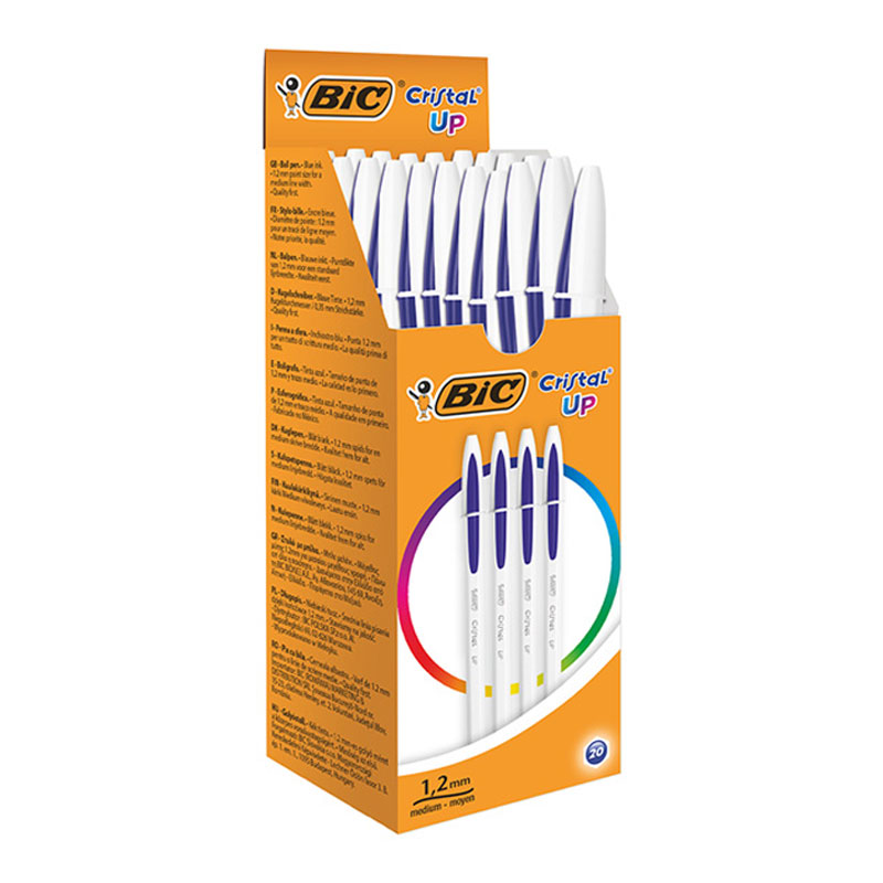 Boite de 20 Stylos  à Bille BIC Cristal Up - Bleu