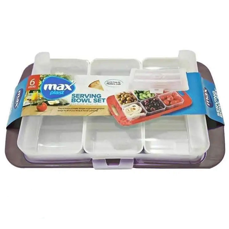 Boîte à Condiments MAX PLAST avec Couvercle et 6 Bols - Gris