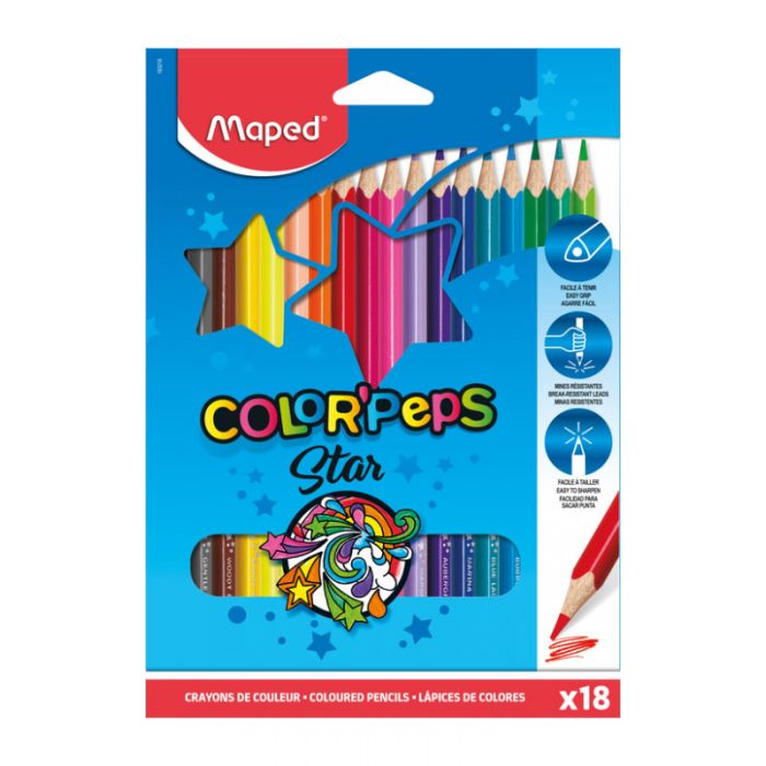 Pack de 18 Crayons couleurs MAPED 18/18