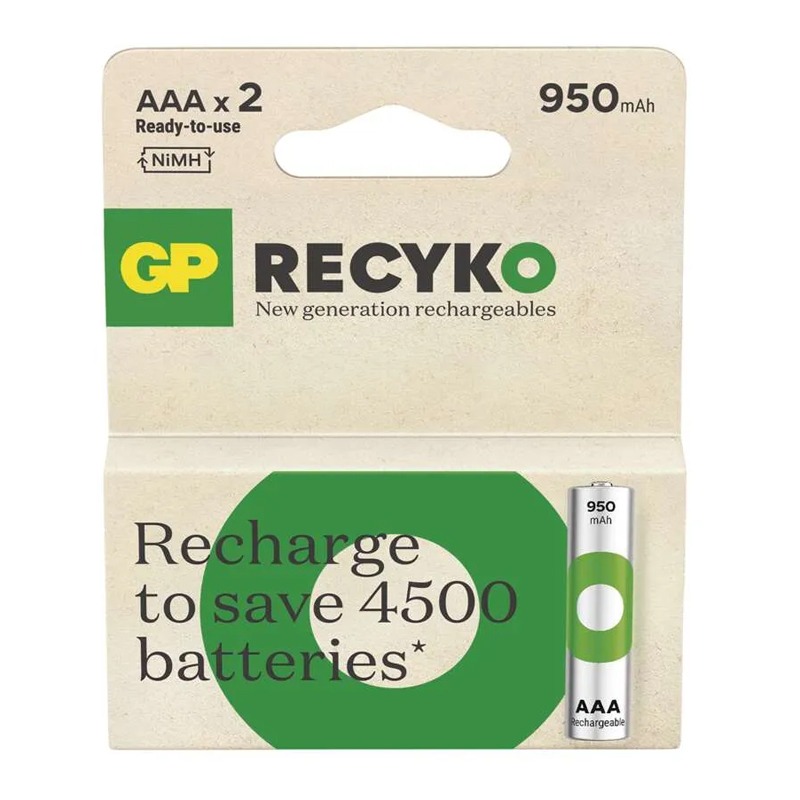 2 x Piles Rechargeables GP 1.2V AAA 950mAh