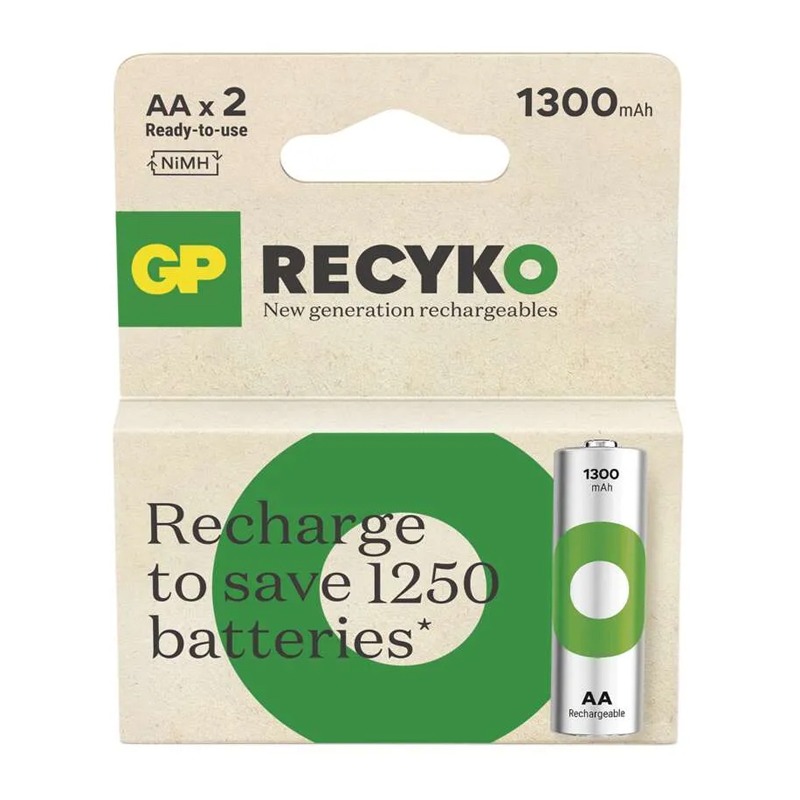 2 x Piles Rechargeables GP 1.2V AA 1300mAh