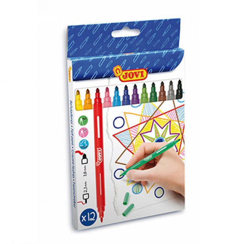 Étui 12 Feutres JOVI Double Pointe - Assortis
