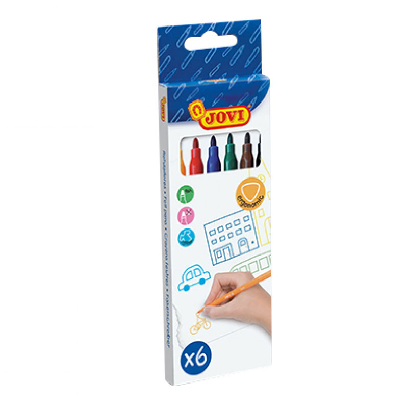 Étui 6 Feutres JOVI Super Lavable - Assortis