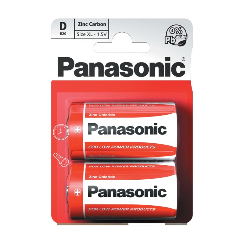 2x Piles PANASONIC Zinc-carbone D R20 1.5 V