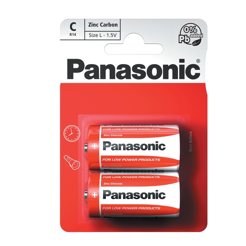 2x Piles PANASONIC Zinc-carbone R14 1.5 V