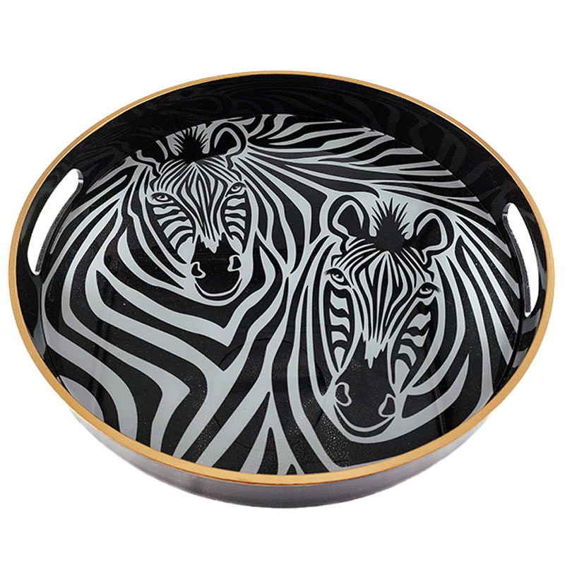 Plateau à Servir Rond Zèbre 380-61 Noir & Blanc
