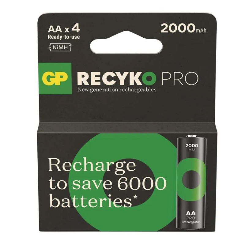 4 x Piles Rechargeables GP Pro AA 2000mAh