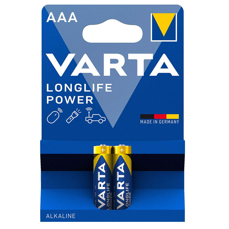 2x Piles Alcalines VARTA LONGLIFE POWER LR03 AAA 1.5V