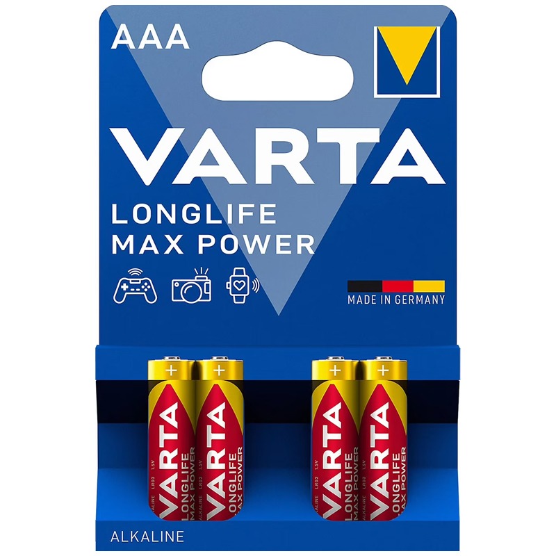4x Piles Alcaline VARTA LongLife Max Power AAA LR03