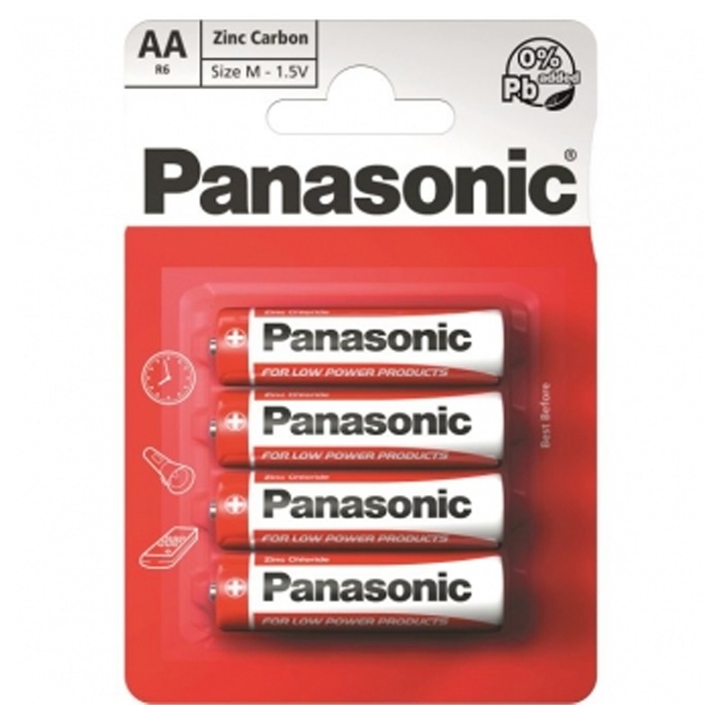 4x Piles PANASONIC Zinc-carbone R6 AA 1.5 V