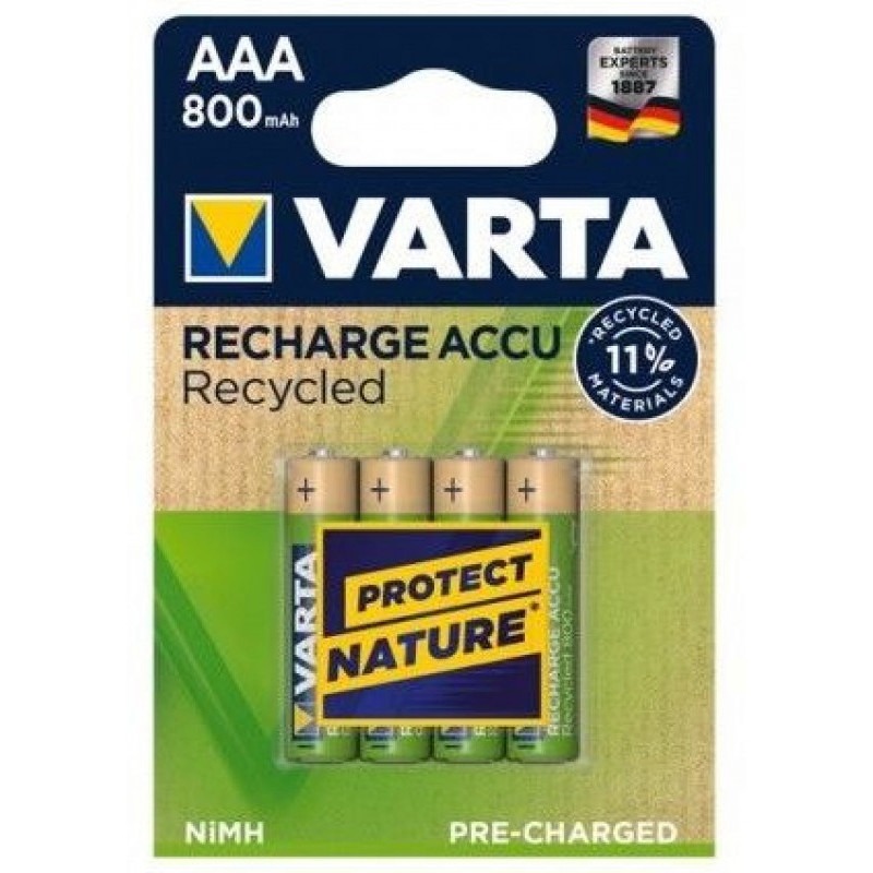 4x Piles Rechargeable VARTA Recycled AAA LR3 800mAh 1.2V