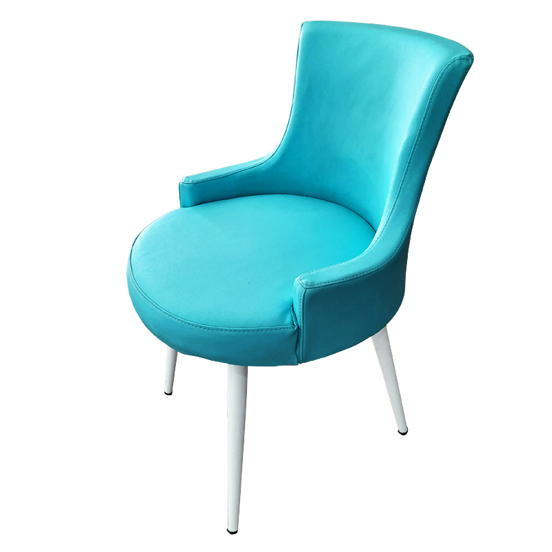Chaise INDIGO Ronde En Simili Cuir Avec Pieds En Acier - Bleu Turquoise
