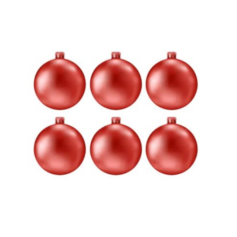 6 Boules de Décoration Pour Sapin 8 cm - Rouge