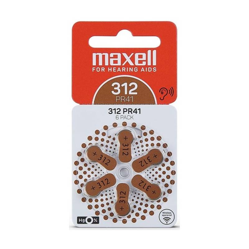 6x Piles MAXELL Auditifs 312 AID