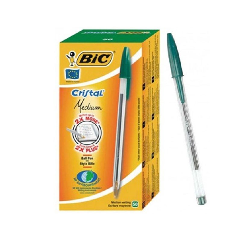 Pack de 50 Stylos à Bille BIC Cristal Medium - Vert
