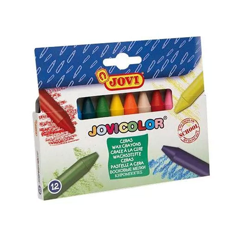 Boite JOVI De 12 Crayons De Cire Pastel - Couleurs Assortis