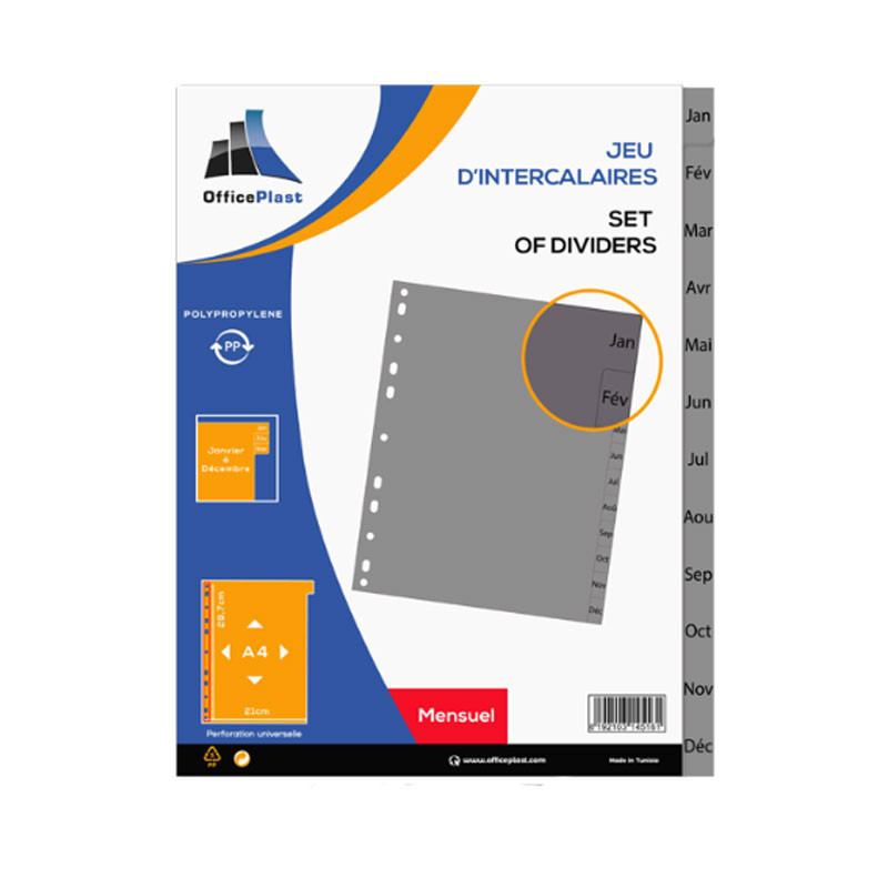 Intercalaire De Séparation OFFICEPLAST En PP Mensuel - A4