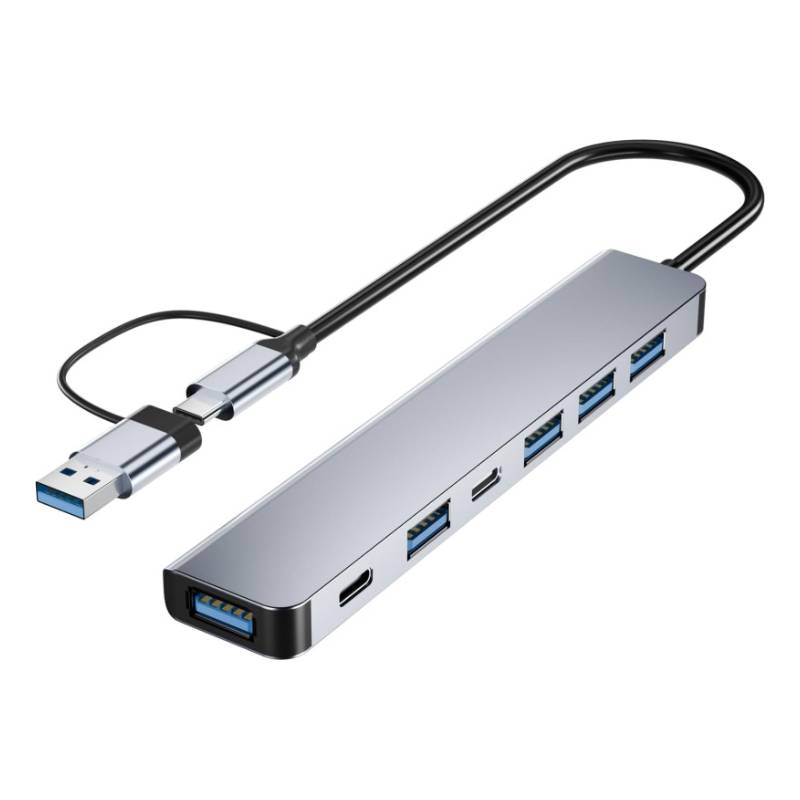 Adaptateur 7 en 1 USB Type C - Gris
