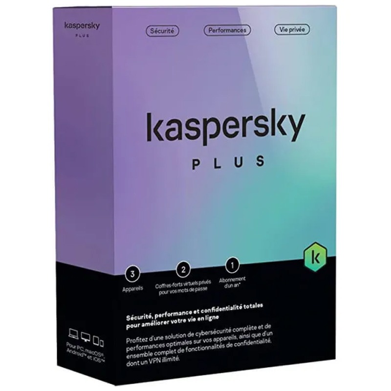 Antivirus KASPERSKY Plus 3 Postes / 1an (KL10428BCFS-25FFPMAG)