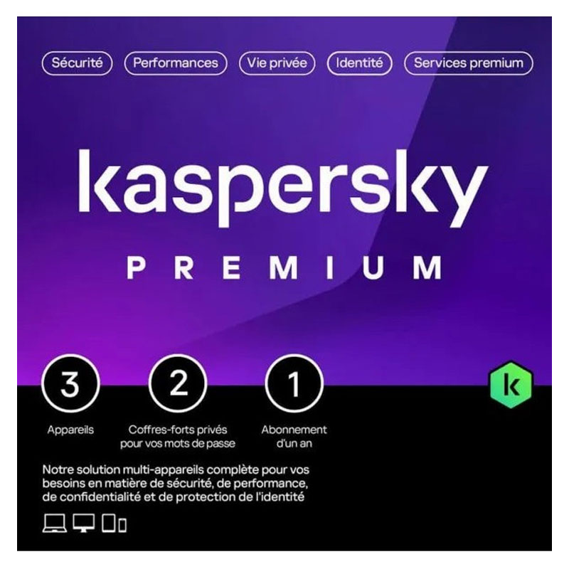 Antivirus KASPERSKY Premium 3 Postes Protection Complete / 1an