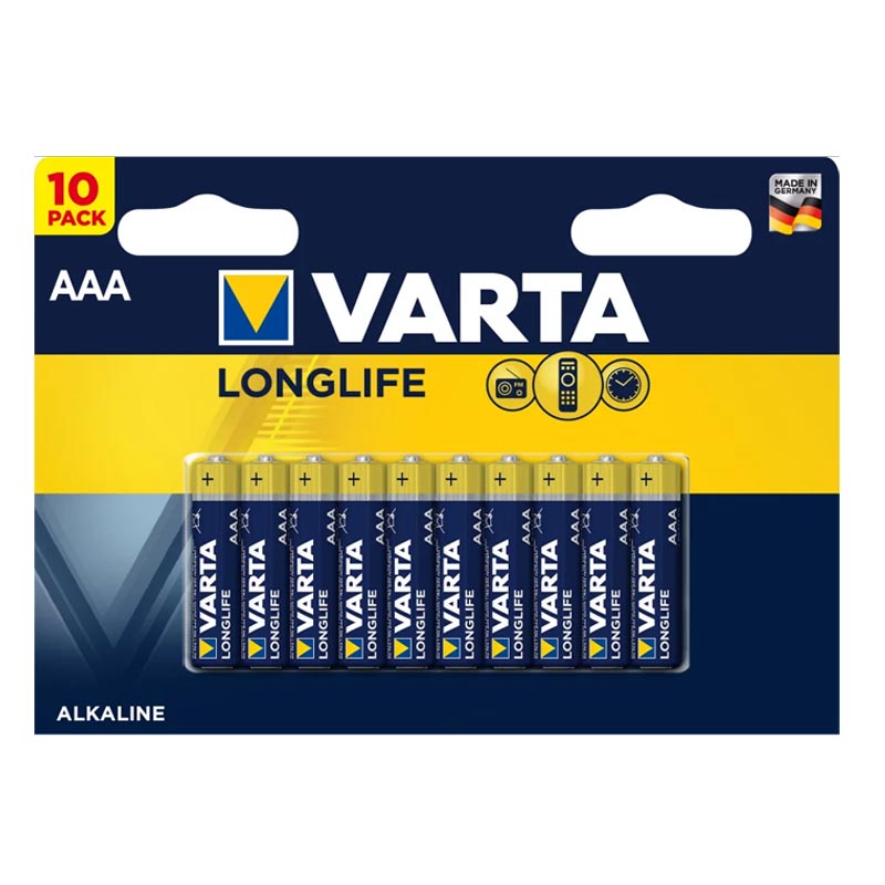 10 x Piles Alcaline VARTA Long Life Extra AAA 1.5V