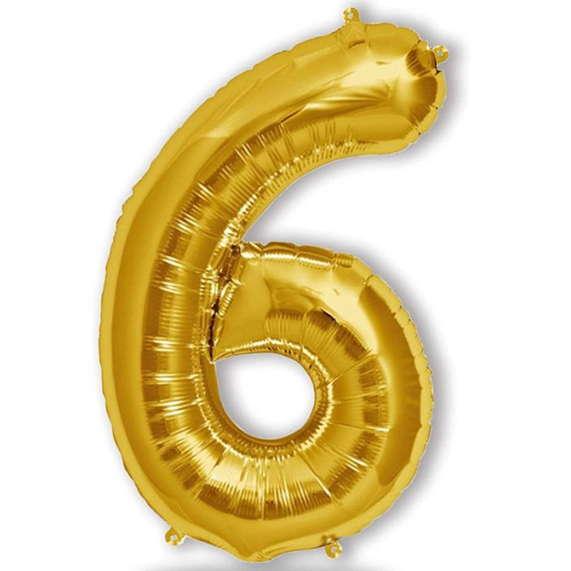 Ballon Anniversaire Chiffre 6 - Doré