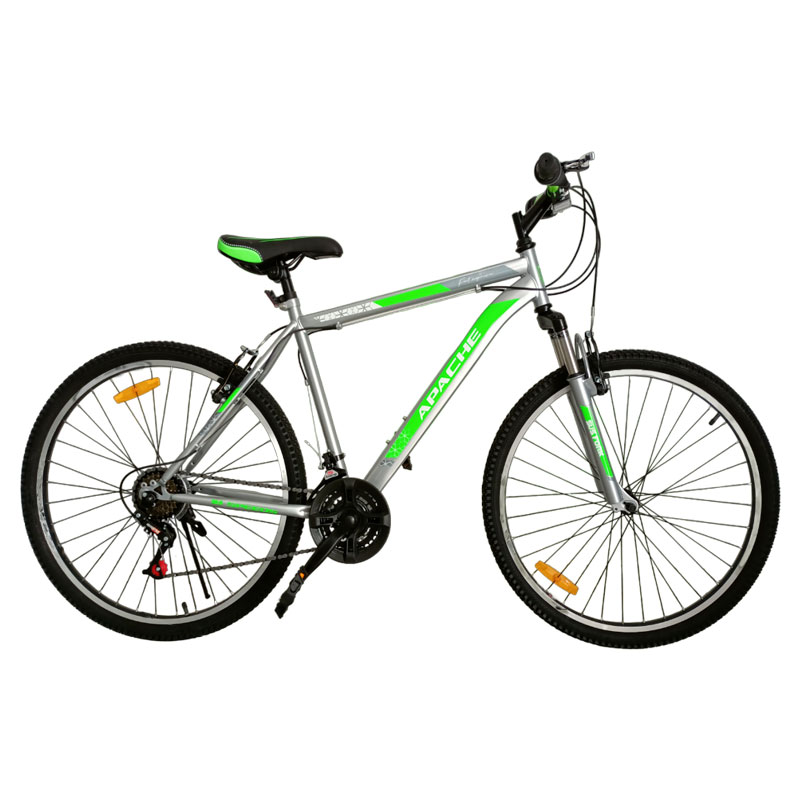 Bicyclette VTT PRADO Apache 18 Vitesse 26'' Pour Homme - Silver et Vert
