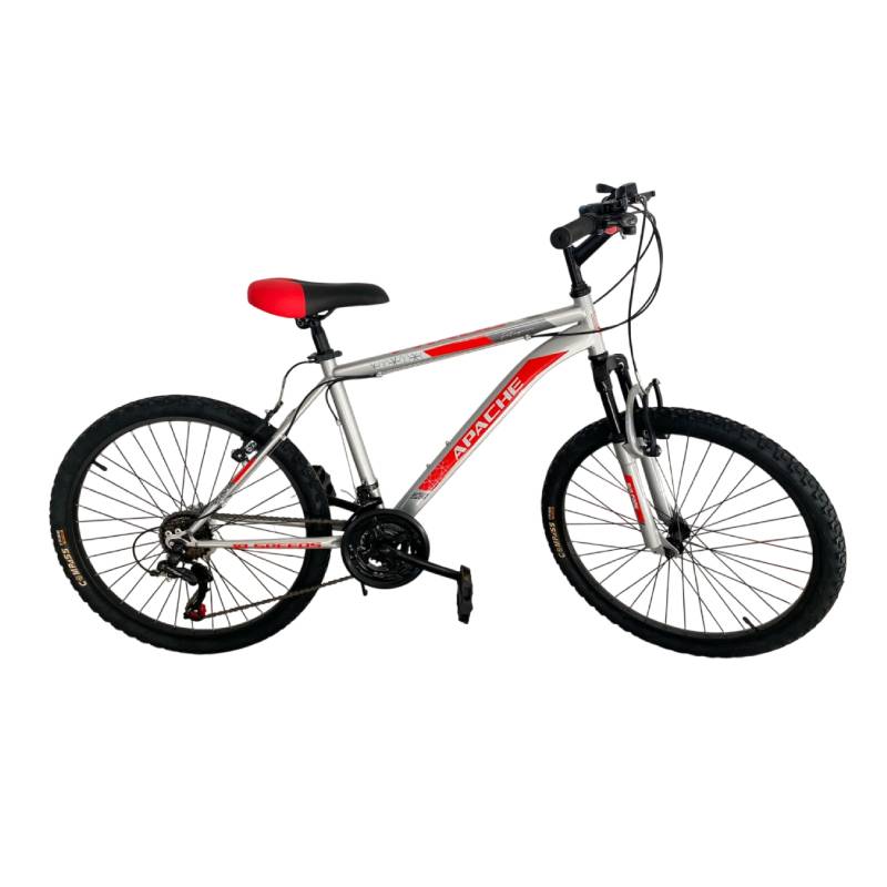 Bicyclette VTT PRADO Apache Pour Homme 18 Vitesse 24'' - Gris et Rouge