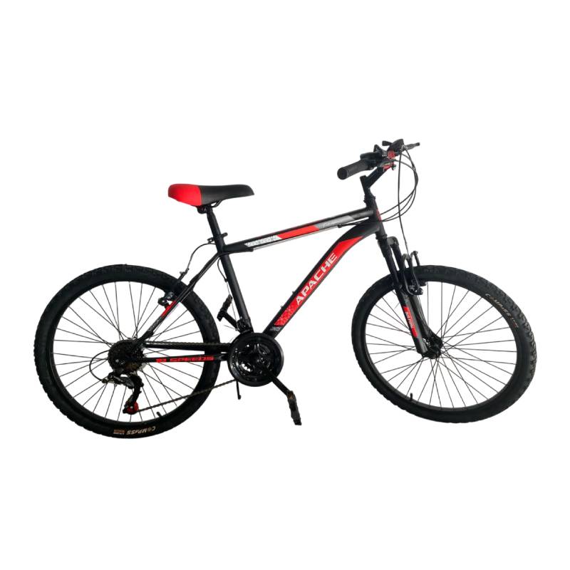 Bicyclette VTT PRADO Apache Pour Homme 18 Vitesse 24'' - Noir et Rouge