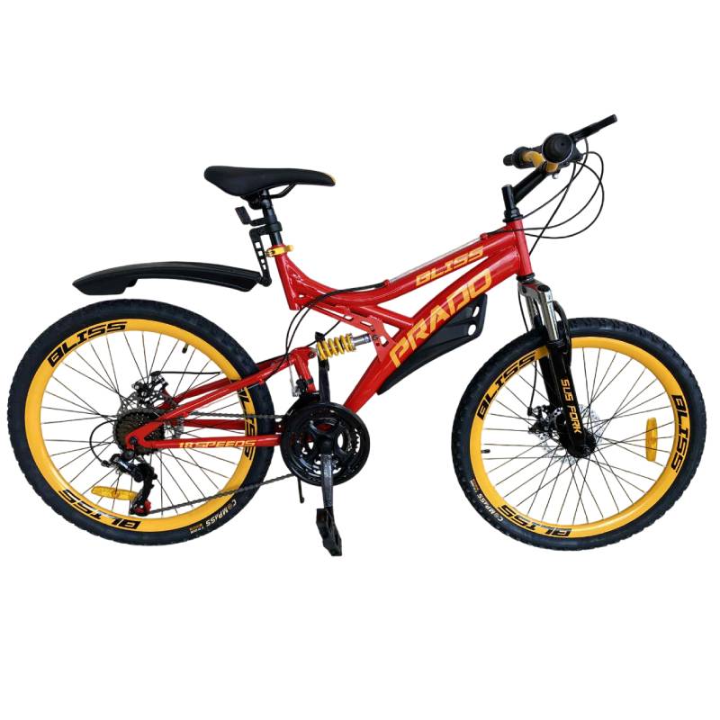 Bicyclette VTT PRADO Bliss Double Jante 18 Vitesse 24'' - Rouge  Jaune