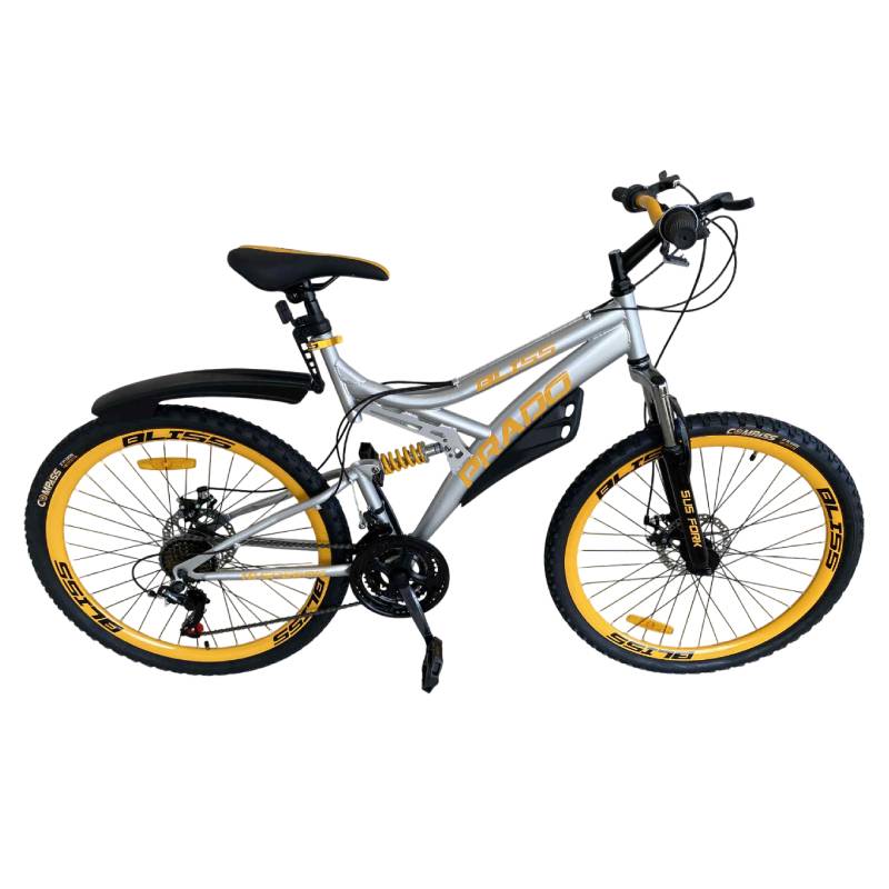 Bicyclette VTT PRADO Bliss Double Jante 18 Vitesse 26'' - Gris Jaune