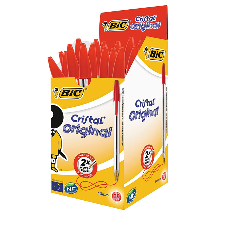 Pack de 20 Stylos à Bille BIC Cristal Original - Rouge