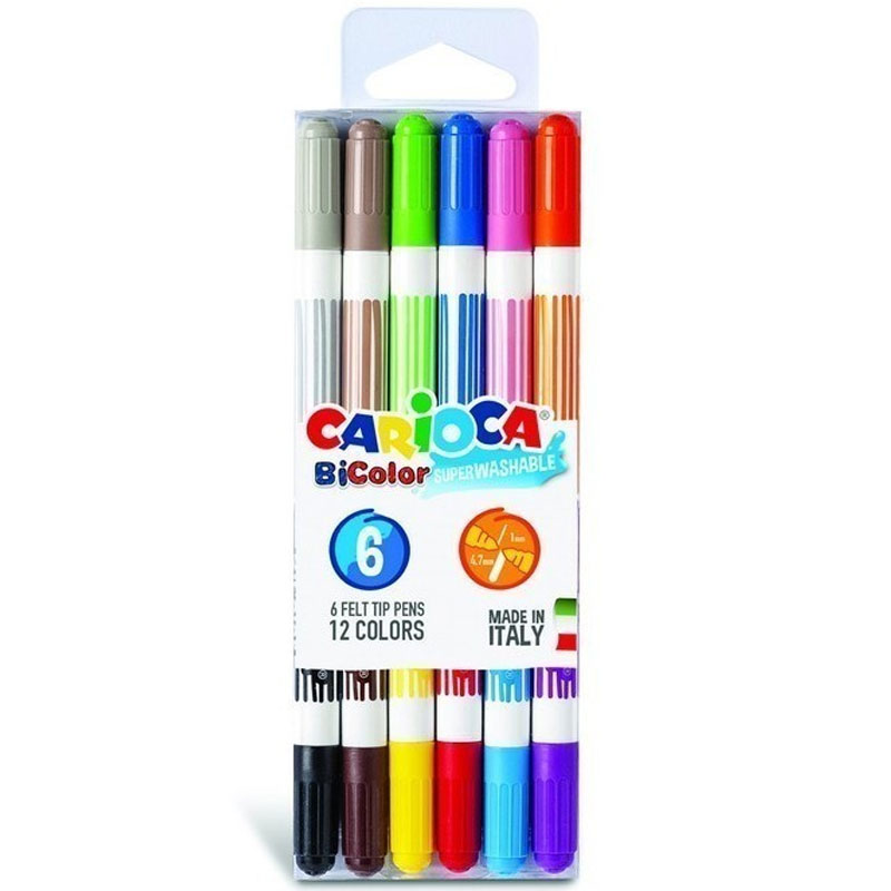 Blister de 6 feutres CARIOCA BiColor