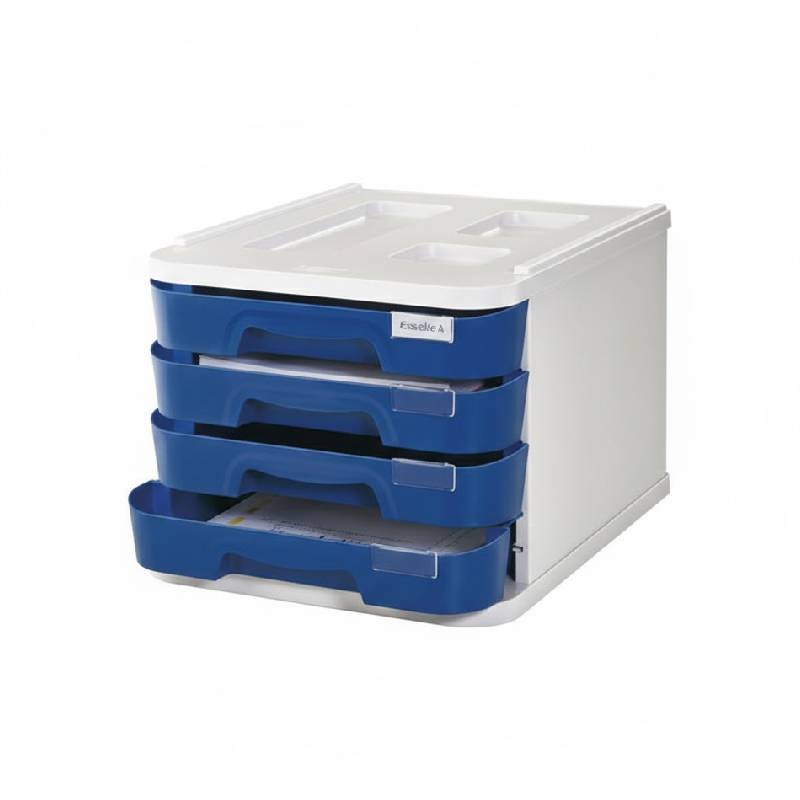 Bloc 4 tiroirs Faibo Avec Blocage et Porte‑Étiquette - Bleu