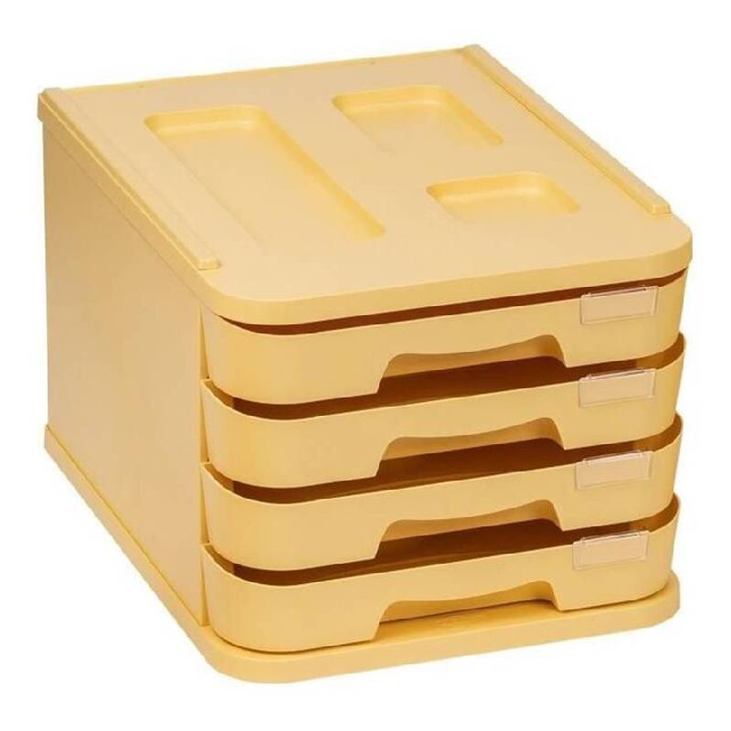Bloc 4 tiroirs Faibo Avec Blocage et Porte‑Étiquette - Jaune Pastel