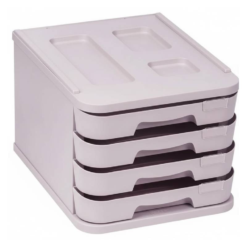 Bloc 4 tiroirs Faibo Avec Blocage et Porte‑Étiquette - lilas Pastel