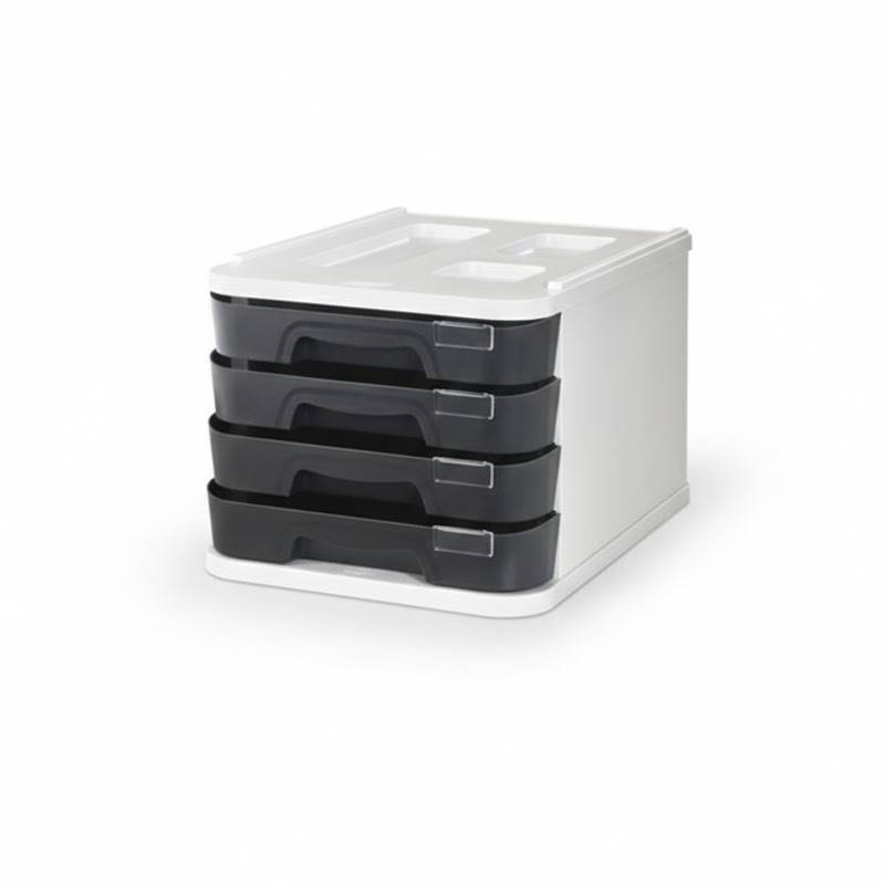 Bloc 4 tiroirs Faibo Avec Blocage et Porte‑Étiquette - Noir