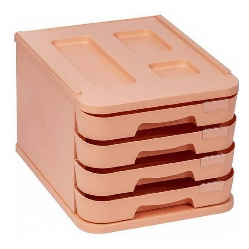 Bloc 4 tiroirs Faibo Avec Blocage et Porte‑Étiquette - Orange