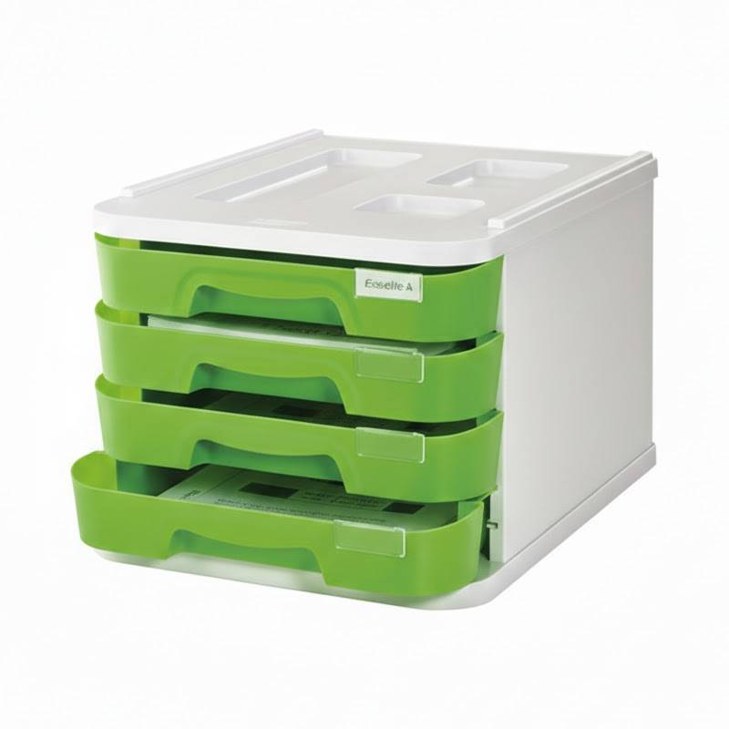 Bloc 4 tiroirs Faibo Avec Blocage et Porte‑Étiquette - Vert fluo