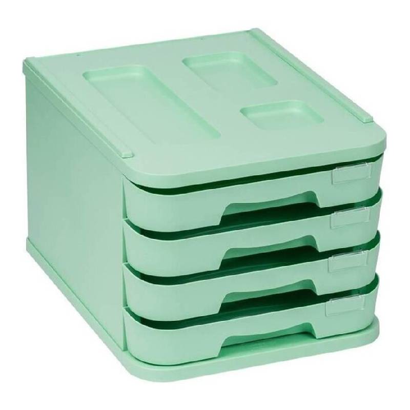 Bloc 4 tiroirs Faibo Avec Blocage et Porte‑Étiquette - Vert Pastel
