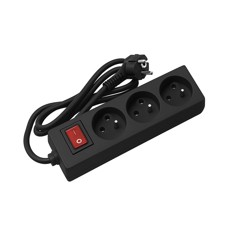 Bloc Multiprise SOMEF 3 Modules Avec Interrupteur 3 M - Noir