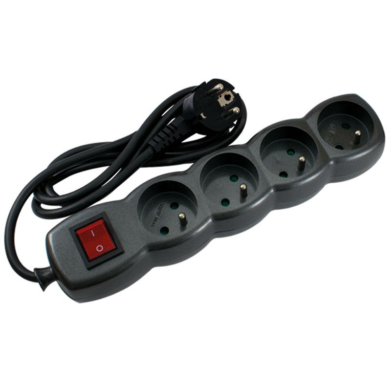 Bloc Multiprise SOMEF 4 Modules Avec Interrupteur 1.4 M - Noir