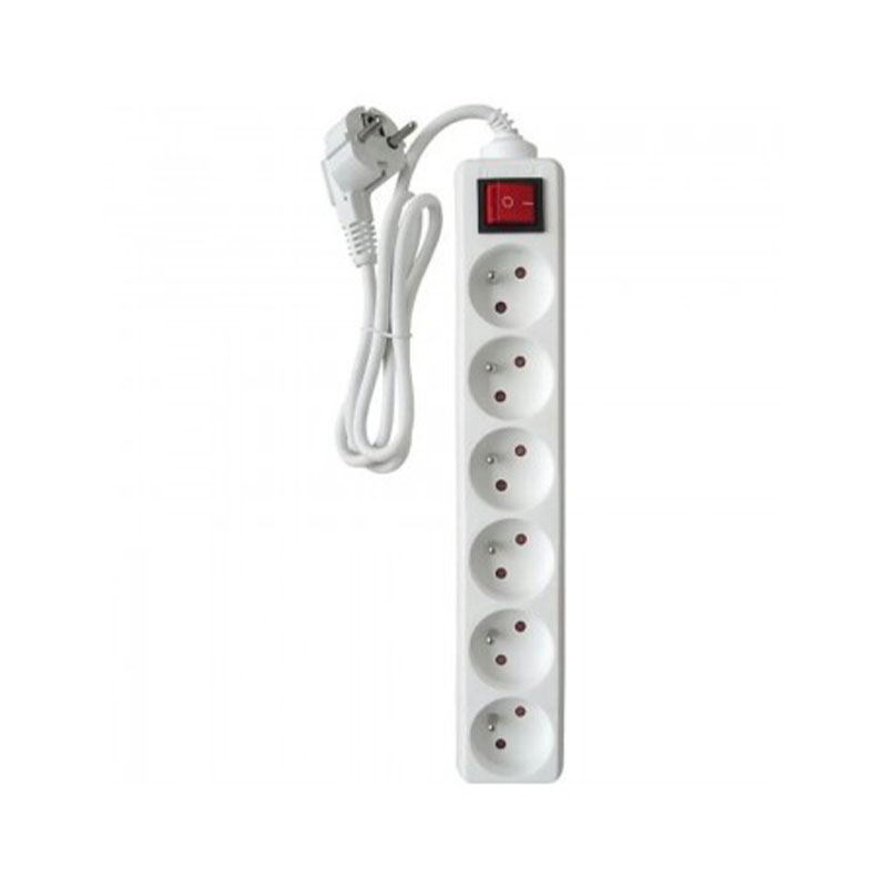 Bloc Multiprise SOMEF 6 Modules Avec Interrupteur 1.4 M - Blanc