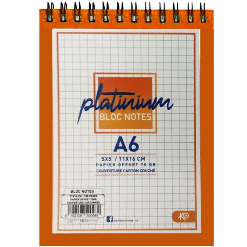 Bloc Note KO WIRO Platinum A6 11x16 cm 5*5