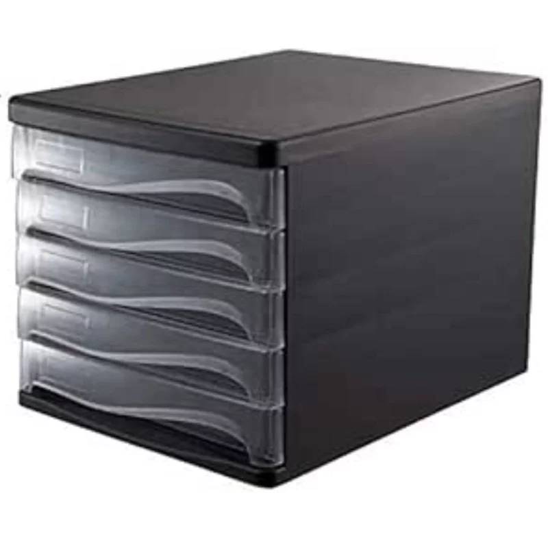 Bloc tiroir ARK 5 étages - Noir & Transparent