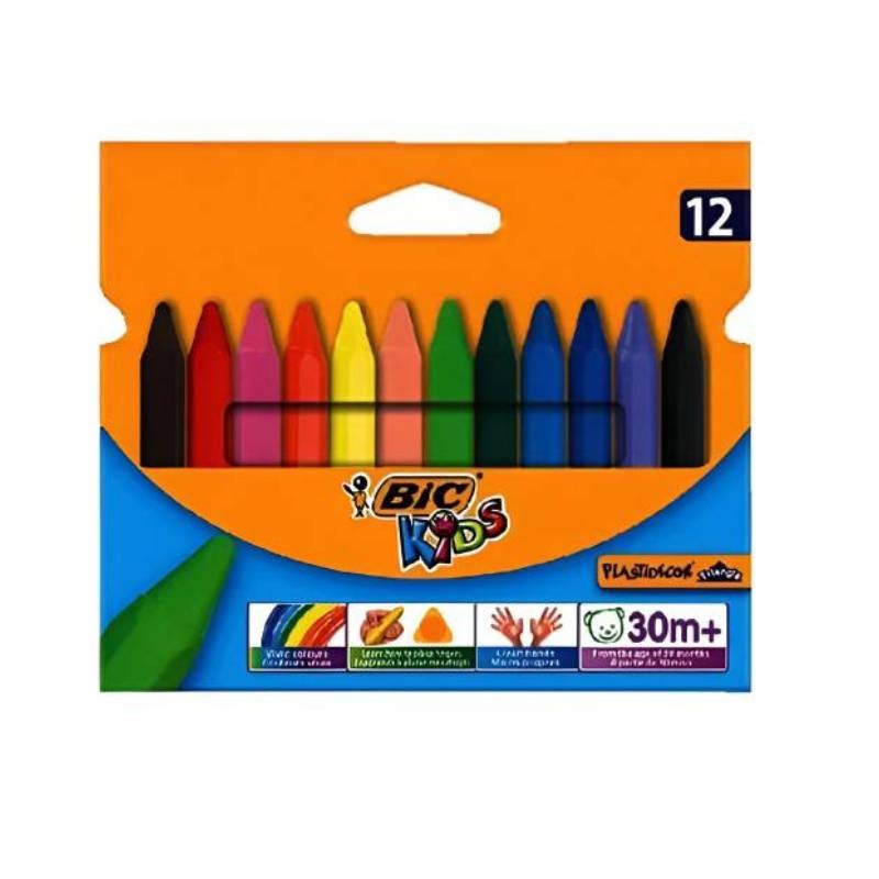 Boîte de 12 Crayons de Cire BIC Kides Plastidecor 8297732