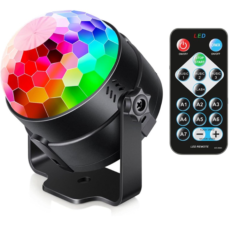 BOULE DISCO LED 360° ROTATIVE 7 MODES USB TÉLÉCOMMANDE