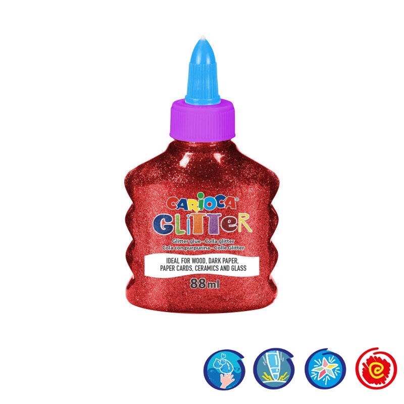 Bouteille colle Glitter CARIOCA 88ml Rouge