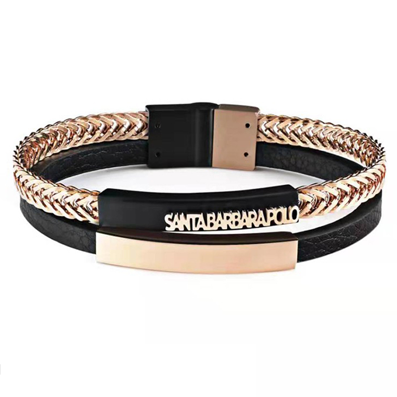 Bracelet Homme POLO SANTA BARBARA - Noir & Rose Gold