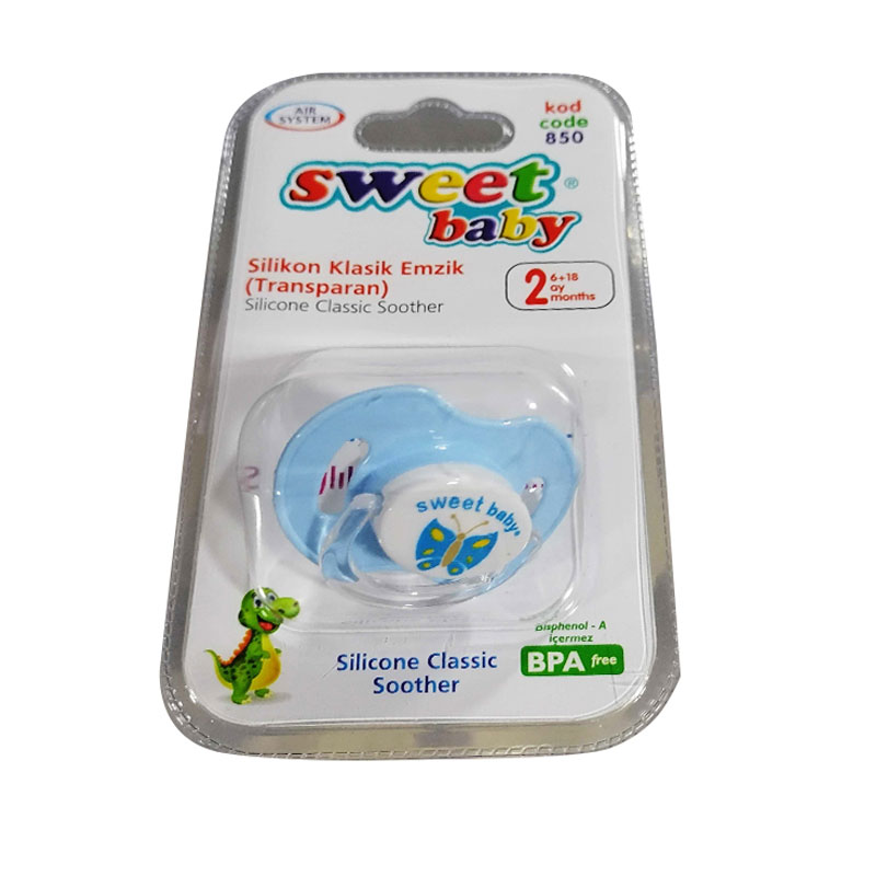 Sucette SWEET BABY 2ème âge De 06 mois A 18 mois Plat Transparent